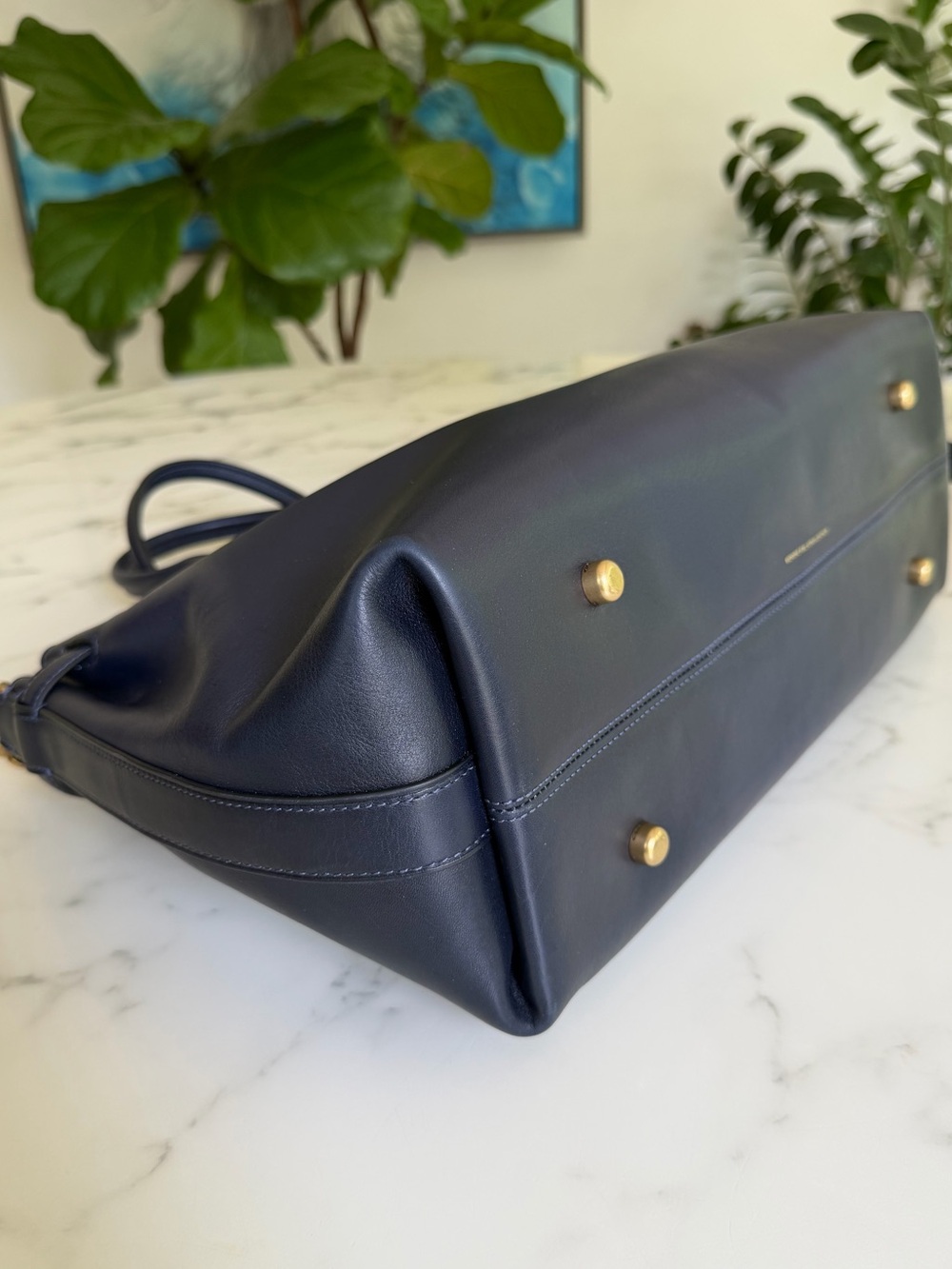 Coach Soft Empire Carryall Bag 40 Burnished Navy Blue XL Crossbody Satchel CW616 - Picture 9 of 16